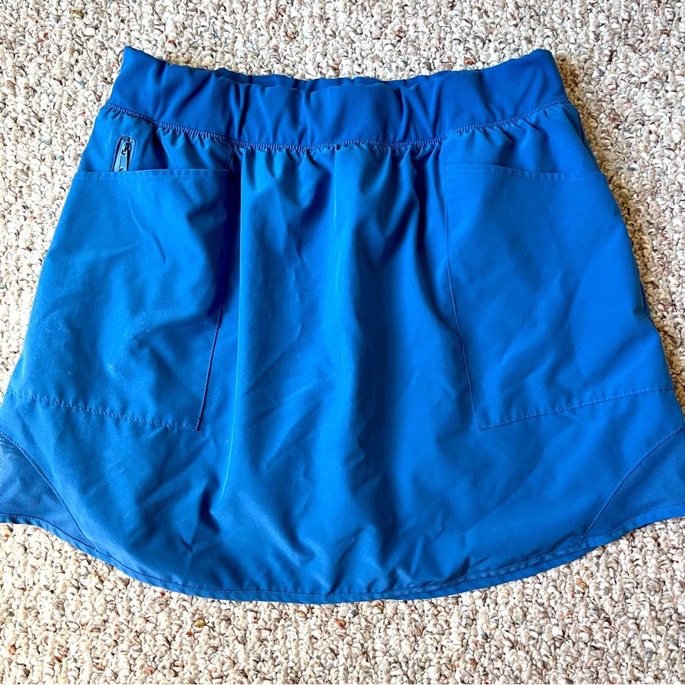 Telluride Clothing Co Women Active Skort Large Blue Zipper Pocket Stretch Skirt